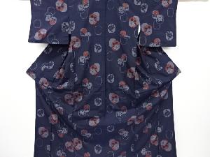 亀甲に花模様織り出し西陣伝承紬着物アンサンブル